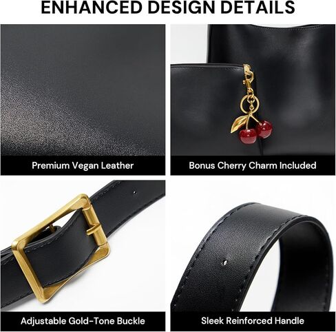 Bucket Bags for Women Medium Vegan Leather Tote with Adjustable Strap Small Pouch Designer Handbags Travel Work Purse in Kuwait