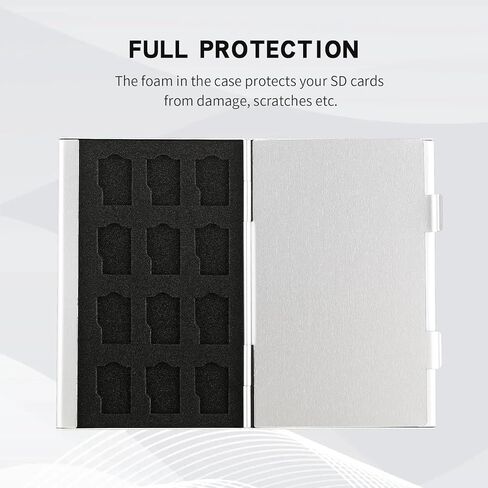 Aluminum SD Card Case, 9Slots Ultrathin SD Card Holder, Memory Card Storage Holder, Fit for 1 SD Card, 8 Micro SD Card, Silver in Kuwait