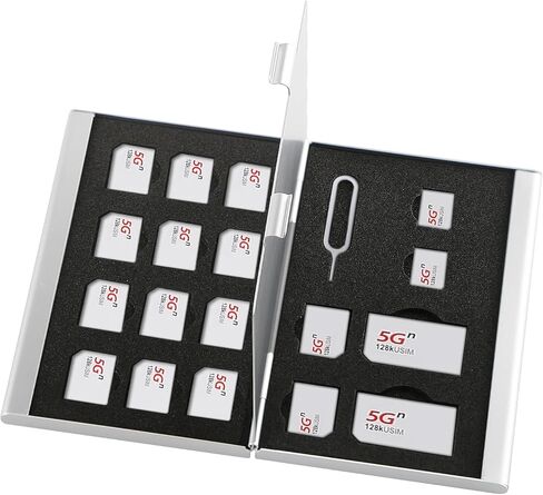 Aluminum SD Card Case, 9Slots Ultrathin SD Card Holder, Memory Card Storage Holder, Fit for 1 SD Card, 8 Micro SD Card, Silver in Kuwait