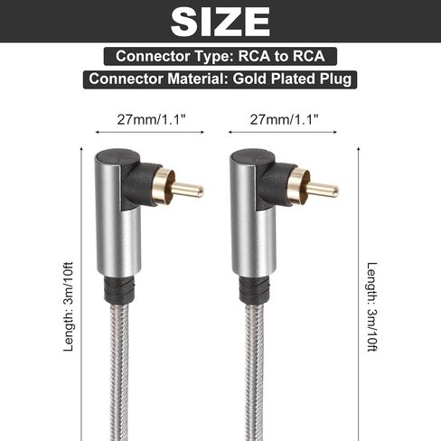 DMiotech 90 Degree RCA Cable 5ft, RCA Right Subwoofer Cable Digital Coaxial Stereo Audio Cord for Home Theater, HDTV, Speakers, Amplifiers in Saudi Arabia