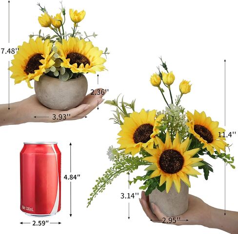 Sunflowers Artificial Flowers with Vase,Fake Flowers Bouquet for Sunflower Decor,Sunflower Kitchen Decor,Silk Flowers for Home Decor Living Room,Flower Centerpieces for Tables,Coffee Table Decor in Saudi Arabia