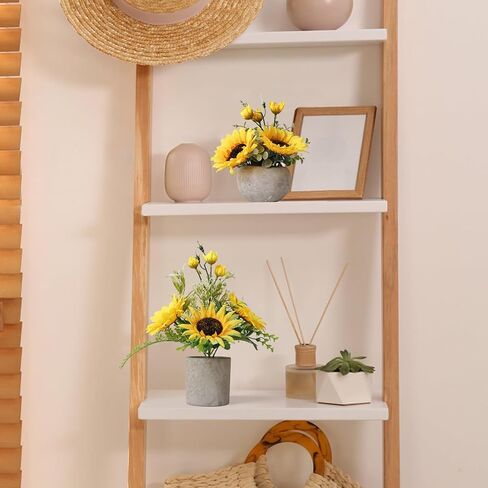 Sunflowers Artificial Flowers with Vase,Fake Flowers Bouquet for Sunflower Decor,Sunflower Kitchen Decor,Silk Flowers for Home Decor Living Room,Flower Centerpieces for Tables,Coffee Table Decor in Saudi Arabia