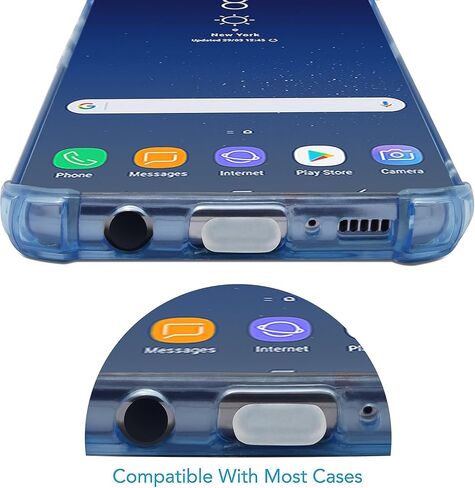 سدادات غبار USB-C من PortPlugs (5 أزواج) متوافقة مع iPhone 16 وSamsung Galaxy S24-S8 وPixel ومنافذ شحن من النوع C، وتتضمن أغطية سماعات الرأس وأدوات SIM وفرشاة تنظيف (شفاف) in Saudi Arabia
