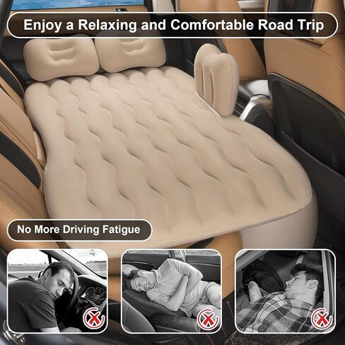 Vextone Inflatable Air Mattress Rear Back Seat Car Bed - PVC Thickened Travel Camping Air Mattress for Small Cars, Black Sleeping Car Mattress - Universal Fit, with Pillows, Piers, Repair Pad in Saudi Arabia