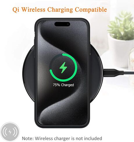 Battery Case for iPhone 15 , Newest 10000mAh Rechargeable Portable Charging Case with Wireless Charging Compatible for iPhone 15 (6.1 inch) with Carplay Extended Battery Pack Charger Case (Black) in Saudi Arabia
