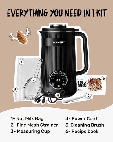 Wamery Original Nut Milk Maker Blender Machine - 32oz Almond, Oat, Soy Milk Maker - Plant Based & Vegan Milk Maker with Delay Start, Keep Warm & Boil Water Functions in Kuwait