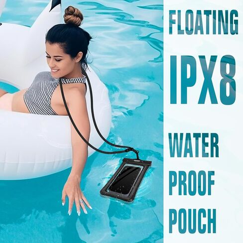 NEPHI IP68 Waterproof Phone Pouch 2 Pack-Up to 7.0"，Adjustable Neck Lanyard Floating Waterproof Phone Case for iPhone,Phone Dry Bags for Vacation Beach Pool Travel Essentials（Black+White） in Saudi Arabia