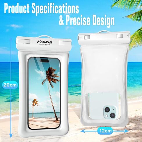 NEPHI IP68 Waterproof Phone Pouch 2 Pack-Up to 7.0"，Adjustable Neck Lanyard Floating Waterproof Phone Case for iPhone,Phone Dry Bags for Vacation Beach Pool Travel Essentials（Black+White） in Saudi Arabia