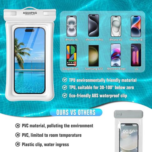 NEPHI IP68 Waterproof Phone Pouch 2 Pack-Up to 7.0"，Adjustable Neck Lanyard Floating Waterproof Phone Case for iPhone,Phone Dry Bags for Vacation Beach Pool Travel Essentials（Black+White） in Saudi Arabia