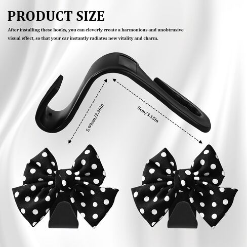 2PCS Car Seat Headrest Hooks, Purse Hook for Car, Bow Shaped Vehicle Backseat Storage Hooks, Universal Car Purse Holder Hook Car Accessories Compatible with Purse Coat (Black Wave Point) in Saudi Arabia