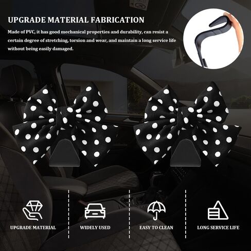 2PCS Car Seat Headrest Hooks, Purse Hook for Car, Bow Shaped Vehicle Backseat Storage Hooks, Universal Car Purse Holder Hook Car Accessories Compatible with Purse Coat (Black Wave Point) in Saudi Arabia