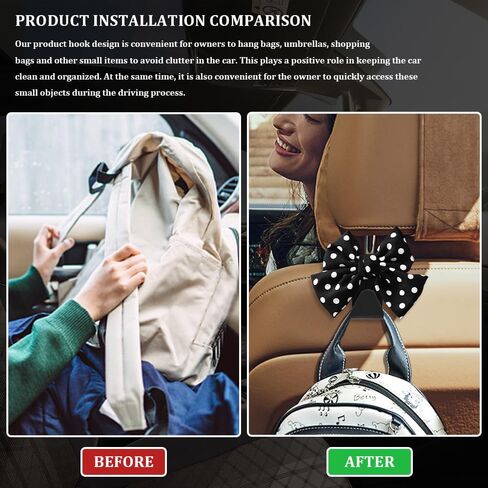 2PCS Car Seat Headrest Hooks, Purse Hook for Car, Bow Shaped Vehicle Backseat Storage Hooks, Universal Car Purse Holder Hook Car Accessories Compatible with Purse Coat (Black Wave Point) in Saudi Arabia