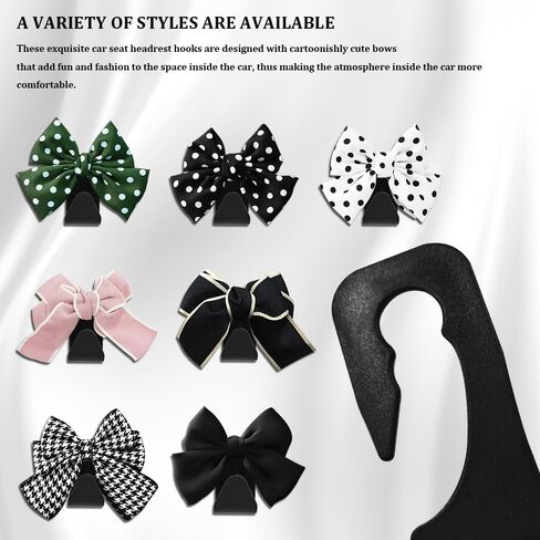 2PCS Car Seat Headrest Hooks, Purse Hook for Car, Bow Shaped Vehicle Backseat Storage Hooks, Universal Car Purse Holder Hook Car Accessories Compatible with Purse Coat (Black Wave Point) in Saudi Arabia