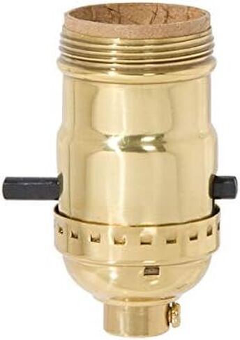 مقبس نحاسي B&P Lamp®، تشطيب مصقول ومطلي، خاصية الدفع، وظيفة التشغيل/الإيقاف، غلاف خيط Uno in Kuwait