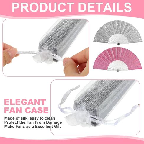 Boao 2 Pcs Glitter Women Handheld Fan Rave Folding Hand Fan with Shining Transparent Rib for Women Men Wedding, Festival, Dance, Party Prom in Saudi Arabia