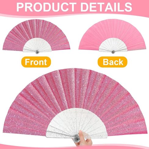 Boao 2 Pcs Glitter Women Handheld Fan Rave Folding Hand Fan with Shining Transparent Rib for Women Men Wedding, Festival, Dance, Party Prom in Saudi Arabia
