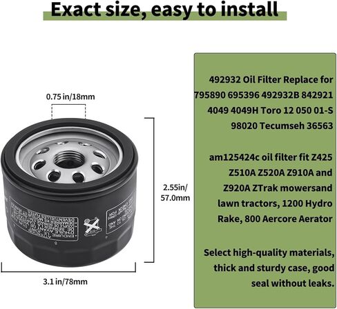 49065-0721 49065-7007 Oil Filter Compatiable with Kawasaki FR730V FX730V FR691V FS691V FR600V FX691V FS651V FR651V FX600V Engines 696854 492932 492932S Lawn Mower for John Deere AM125424 (3PCS) in Saudi Arabia