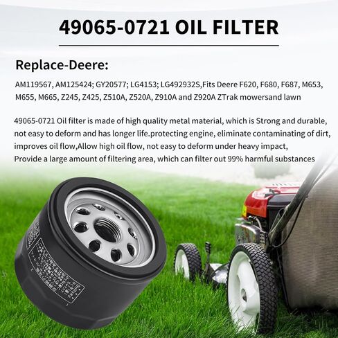 49065-0721 49065-7007 Oil Filter Compatiable with Kawasaki FR730V FX730V FR691V FS691V FR600V FX691V FS651V FR651V FX600V Engines 696854 492932 492932S Lawn Mower for John Deere AM125424 (3PCS) in Saudi Arabia