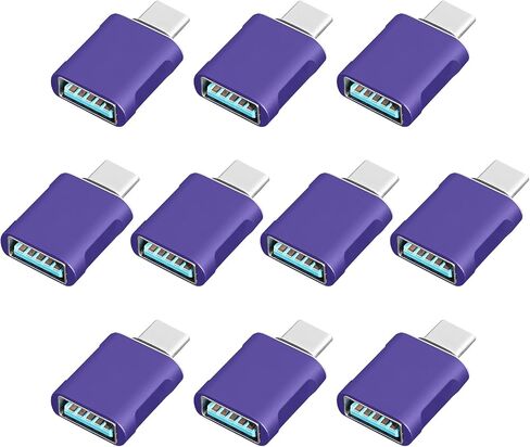 10 Pack Up to 10Gbps/120W Usbc to USB Adapter,USA to USB-c adopters,U sb to USB C Connector,Type C Male to a Female Adapter for Charger,Phone 15/16, PC, Laptop, Tablet, Keyboard etc, Navy Blue in Kuwait