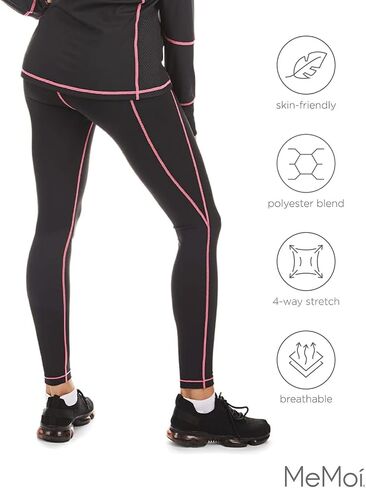 MeMoi Wellfit High Waist Workout Leggings for Women, Shaping Workout Leggings, Neon Stitching - Sizes XS to XXL in Saudi Arabia