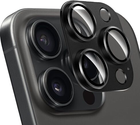 ZXZone for iPhone 16 /iPhone 16 Plus Camera Lens Protector, Strong Adhesion Aluminum Alloy & Sapphire Glass Material 9H Tempered Glass Camera Cover Easy to Install (Black) in Kuwait