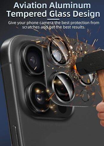 ZXZone for iPhone 16 /iPhone 16 Plus Camera Lens Protector, Strong Adhesion Aluminum Alloy & Sapphire Glass Material 9H Tempered Glass Camera Cover Easy to Install (Black) in Kuwait