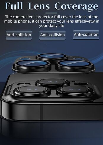 ZXZone for iPhone 16 /iPhone 16 Plus Camera Lens Protector, Strong Adhesion Aluminum Alloy & Sapphire Glass Material 9H Tempered Glass Camera Cover Easy to Install (Black) in Kuwait