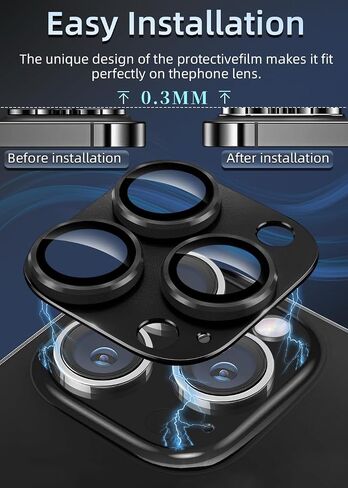ZXZone for iPhone 16 /iPhone 16 Plus Camera Lens Protector, Strong Adhesion Aluminum Alloy & Sapphire Glass Material 9H Tempered Glass Camera Cover Easy to Install (Black) in Kuwait