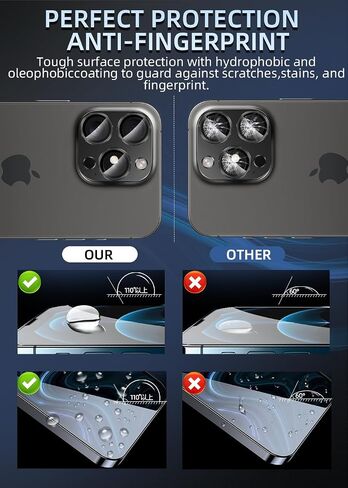 ZXZone for iPhone 16 /iPhone 16 Plus Camera Lens Protector, Strong Adhesion Aluminum Alloy & Sapphire Glass Material 9H Tempered Glass Camera Cover Easy to Install (Black) in Kuwait