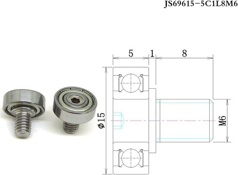 1pcs 606 2RS M6 External Thread Bearing Roller JS60617-6C1L8M6 6x17x6 Screw Bearing 606RS Bolt Bearing Pulley Wheel 6 * 17 * 6(JS69615-5C1L8M6) in Saudi Arabia