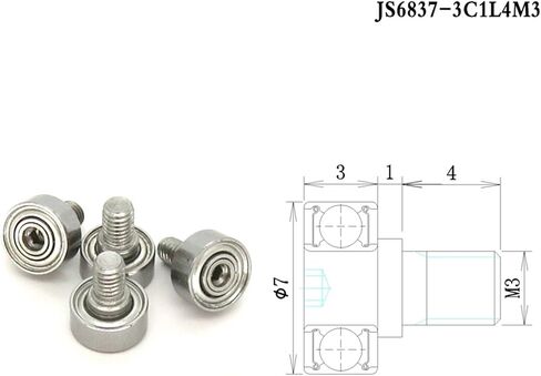 1pcs 606 2RS M6 External Thread Bearing Roller JS60617-6C1L8M6 6x17x6 Screw Bearing 606RS Bolt Bearing Pulley Wheel 6 * 17 * 6(JS69615-5C1L8M6) in Saudi Arabia