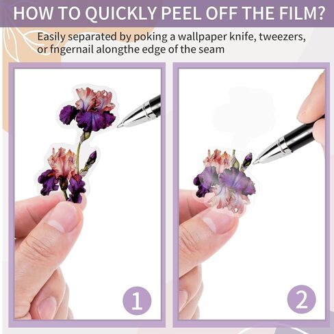 Natural Flower Stickers for Scrapbooking,PET Nature Plant Stickers Floral Stickers Vintage Craft Sticker,Colorful Small Flower Sticker for Journaling Scrapbooking Clear Flower Decal (Style E) in Kuwait