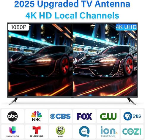 TV Antenna Indoor, Digital Antenna for Smart TV Antenna for Local Channels with Strong Magnetic Base, 360° Reception HD Antennas for Tv Without Cable Supports 4K 1080P, 2025 Upgraded in Kuwait