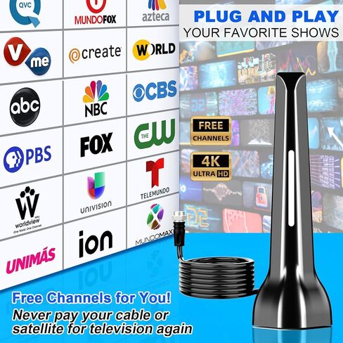 TV Antenna Indoor, Digital Antenna for Smart TV Antenna for Local Channels with Strong Magnetic Base, 360° Reception HD Antennas for Tv Without Cable Supports 4K 1080P, 2025 Upgraded in Kuwait