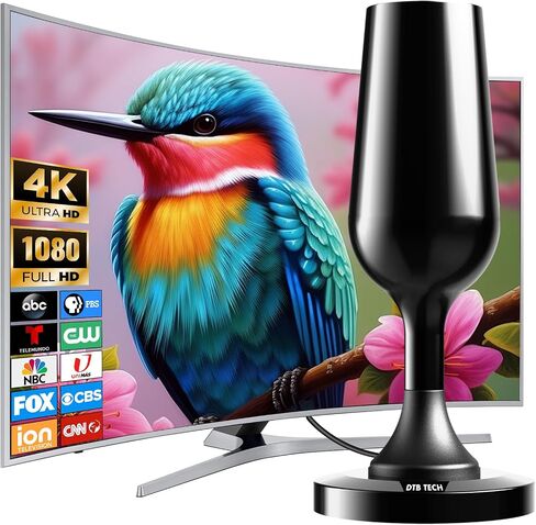 TV Antenna Indoor, Digital Antenna for Smart TV Antenna for Local Channels with Strong Magnetic Base, 360° Reception HD Antennas for Tv Without Cable Supports 4K 1080P, 2025 Upgraded in Kuwait