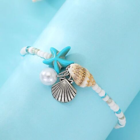Starfish Beach Anklets for Women Adjustable Boho Conch Pearl Anklets Summer Beach Party Jewelry in Kuwait