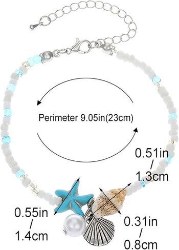 Starfish Beach Anklets for Women Adjustable Boho Conch Pearl Anklets Summer Beach Party Jewelry in Kuwait