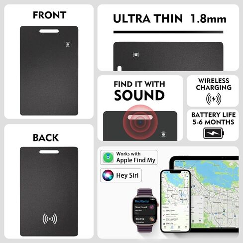 Air Tag (2025) iOS Only Bluetooth Tracker Card with Apple Find My, Rechargeable Smart Card Wallet Finder GPS Tracker, Keys Finder and Item Locator for Keys, Bags, Passports (Blue, 2 Pack) in Kuwait