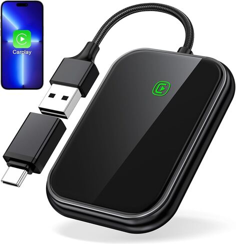 Wireless CarPlay Adapter - Fast & Stable Connection for Carplay Wireless Adapter Convert Factory Wired to Wireless CarPlay Dongle Plug & Play Car Play Fit for iPhone iOS 10+ (Black) in Kuwait