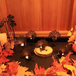 YEAHOME Thanksgiving Table Decor, 12 Pack Metal Turkey Candle Holders for Thanksgiving Decorations, Sitting Standing Bronze Turkey Tea Light Holder for Home Mantle Tabletop Centerpieces Fall Decor in Kuwait