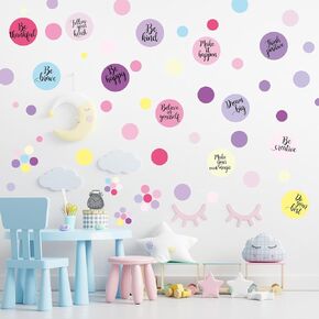 Tallew 576 Pcs Polka Dot Wall Decals Inspirational Wall Decal for Classroom Motivational Quote Circle Wall Sticker Removable Lettering Positive Saying Sticker for Dance Yoga Gym(Morandi Color) in Saudi Arabia