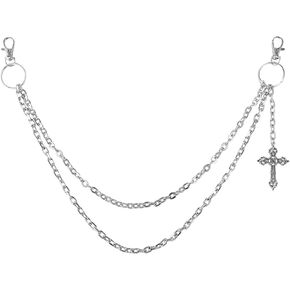 Punk Pants Chain - Multi Stacked Layering Cross Charm Chain for Women Men, Gothic Hip Hop Pocket Accessories in Kuwait