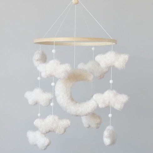 Cloud Moon Crib Mobile Cloud Baby Mobile for Crib Neutral Boho Clouds and Stars Moon Mobile Boucle Mobile in Kuwait