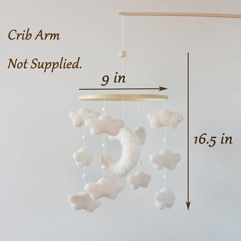 Cloud Moon Crib Mobile Cloud Baby Mobile for Crib Neutral Boho Clouds and Stars Moon Mobile Boucle Mobile in Kuwait