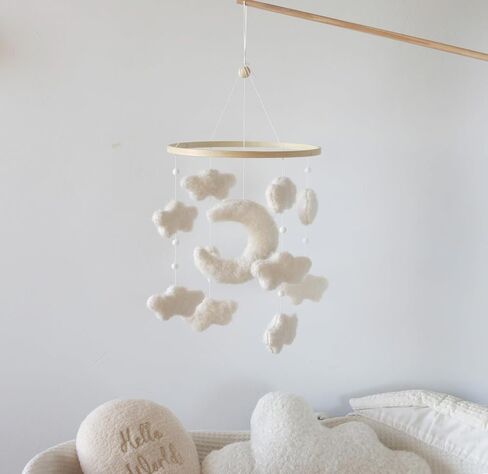 Cloud Moon Crib Mobile Cloud Baby Mobile for Crib Neutral Boho Clouds and Stars Moon Mobile Boucle Mobile in Kuwait