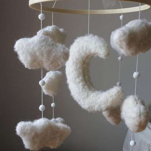 Cloud Moon Crib Mobile Cloud Baby Mobile for Crib Neutral Boho Clouds and Stars Moon Mobile Boucle Mobile in Kuwait