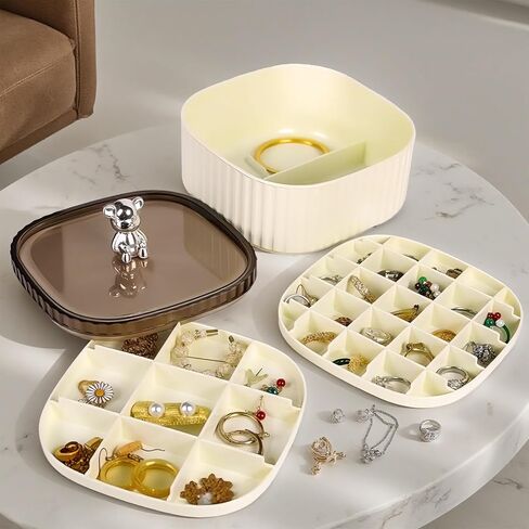 Inmorven 3-Layer Acrylic Jewelry Organizer Box with Lid, Stackable Storage Holder for Earrings, Rings, Necklaces, Bracelets(Green) in Kuwait