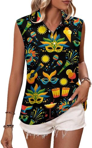 Mardi Gras T Shirts Sleeveless Golf Tank Top Woman Moisture Wicking Tennis Tops Tee Dry Fit Breathable Athletic Vests in Saudi Arabia