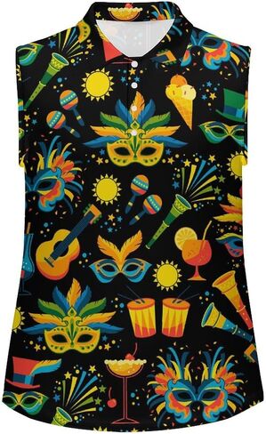 Mardi Gras T Shirts Sleeveless Golf Tank Top Woman Moisture Wicking Tennis Tops Tee Dry Fit Breathable Athletic Vests in Saudi Arabia