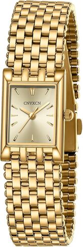 Gold Watches for Women Luxury Fashion Square Ladies Quartz Wrist Watch with Stainless Steel Band,Bracelet Adjustment Tool Included in Kuwait